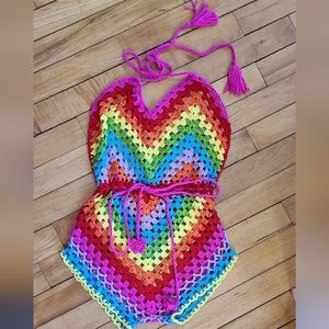Rainbow knitted style bodysuit